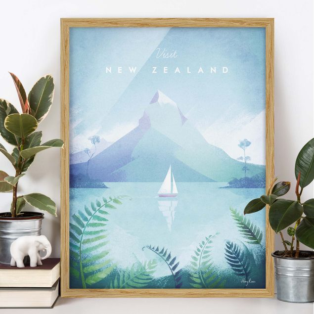 Ingelijste posters Travel Poster - New Zealand
