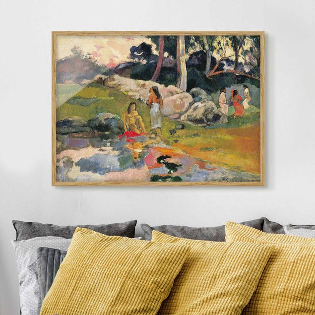 Ingelijste posters Paul Gauguin - Women At The Banks Of River