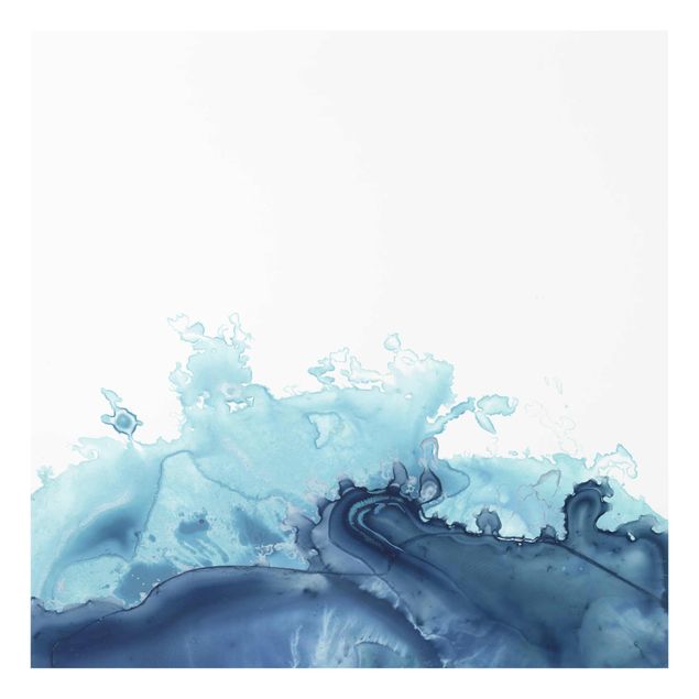 Glasschilderijen Wave Watercolour Blue l