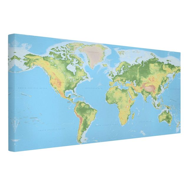 Canvas schilderijen Physical World Map
