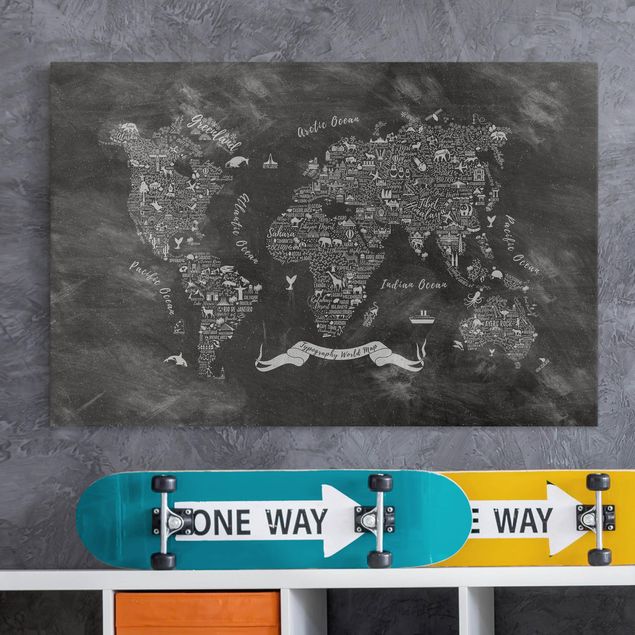Canvas schilderijen Chalk Typography World Map