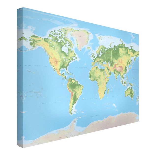 Canvas schilderijen Physical World Map