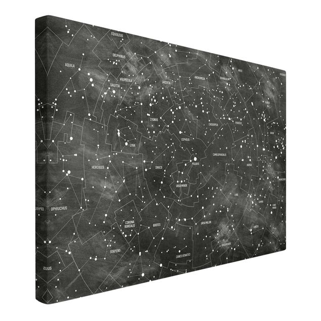 Canvas schilderijen Map Of Constellations Blackboard Look