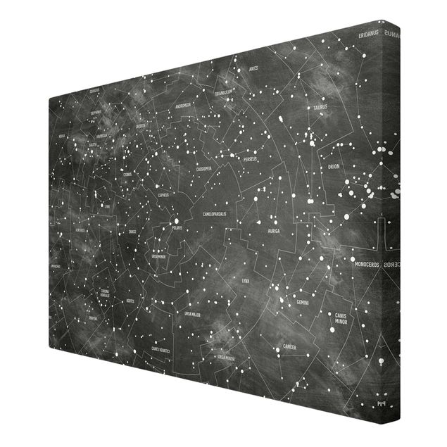 Canvas schilderijen Map Of Constellations Blackboard Look