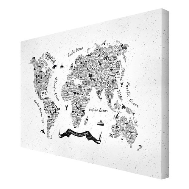Canvas schilderijen Typography World Map White