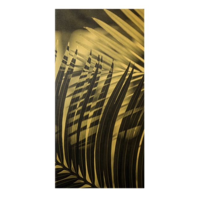 Canvas schilderijen - Goud Interplay Of Shaddow And Light On Palm Fronds