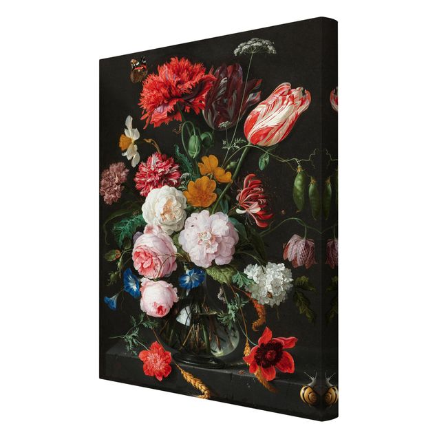 Canvas schilderijen Jan Davidsz De Heem - Still Life With Flowers In A Glass Vase