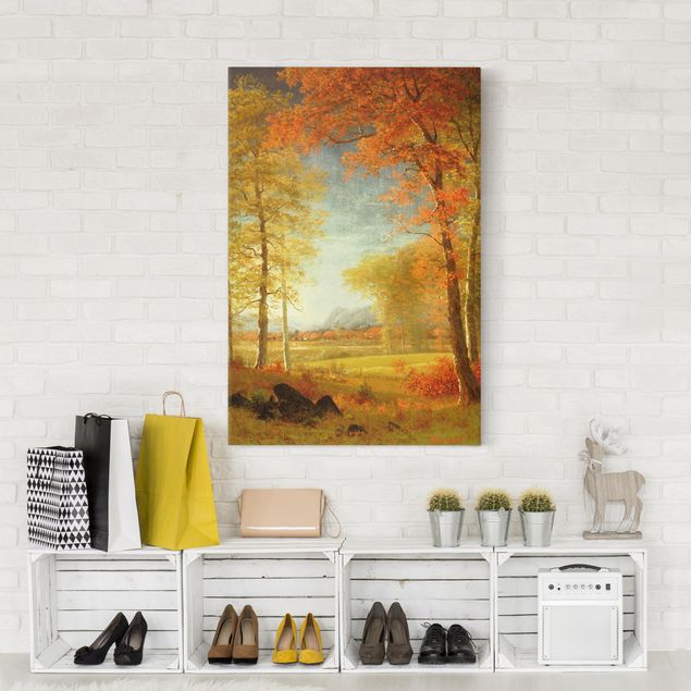 Canvas schilderijen Albert Bierstadt - Autumn In Oneida County, New York
