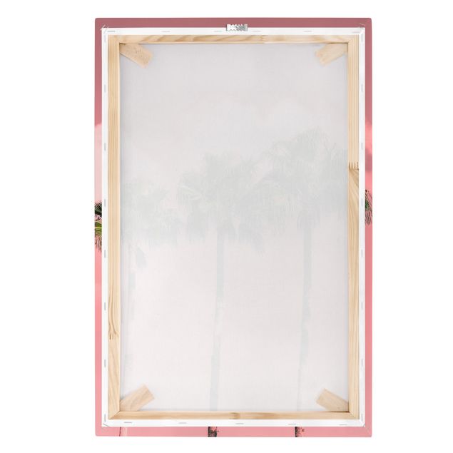 Canvas schilderijen Palm Trees Against Sky Pink