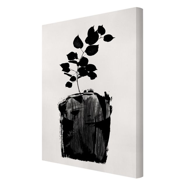 Canvas schilderijen Graphical Plant World - Black Leaves