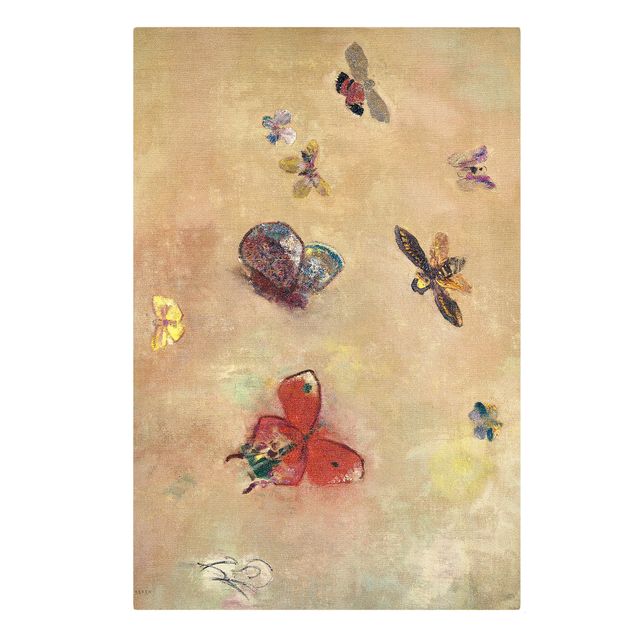 Canvas schilderijen Odilon Redon - Colourful Butterflies