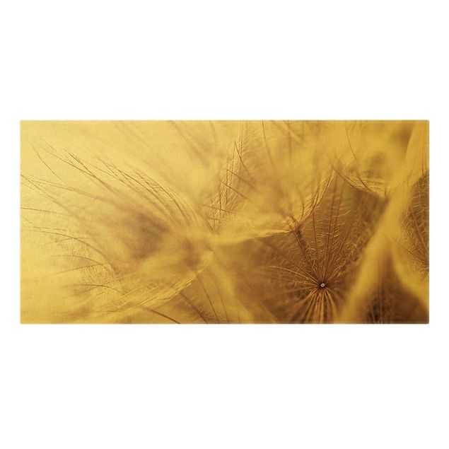 Canvas schilderijen - Goud Detailed Dandelion Macro Shot With Vintage Blur Effect