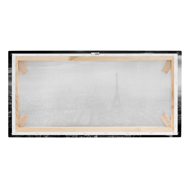 Canvas schilderijen The Eiffel Tower From Above Black And White