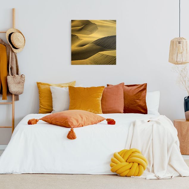 Canvas schilderijen - Goud Wave Pattern In Desert Sand