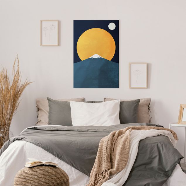 Canvas schilderijen Sun, Moon And Mountain