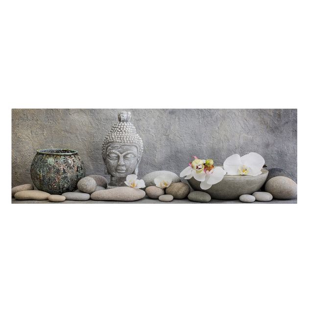 Canvas schilderijen Zen Buddha With White Orchids