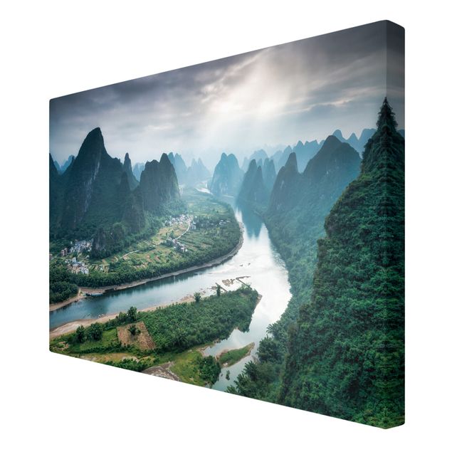 Canvas schilderijen View Of Li River And Valley