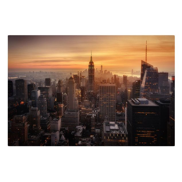 Canvas schilderijen Manhattan Skyline Evening