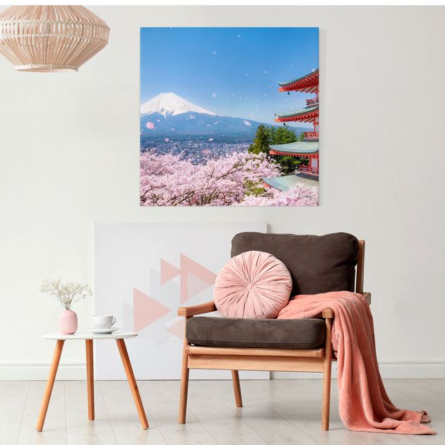 Canvas schilderijen Chureito Pagoda And Mt. Fuji