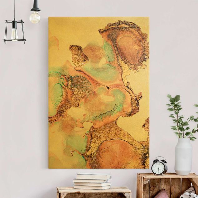 Canvas schilderijen - Goud Golden Watercolour Rosé