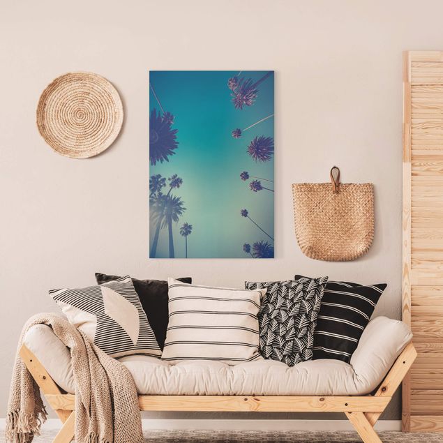 Canvas schilderijen Tropical Plants Palm Trees And Sky II