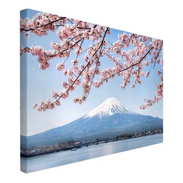 Canvas schilderijen Cherry Blossoms With Mt. Fuji
