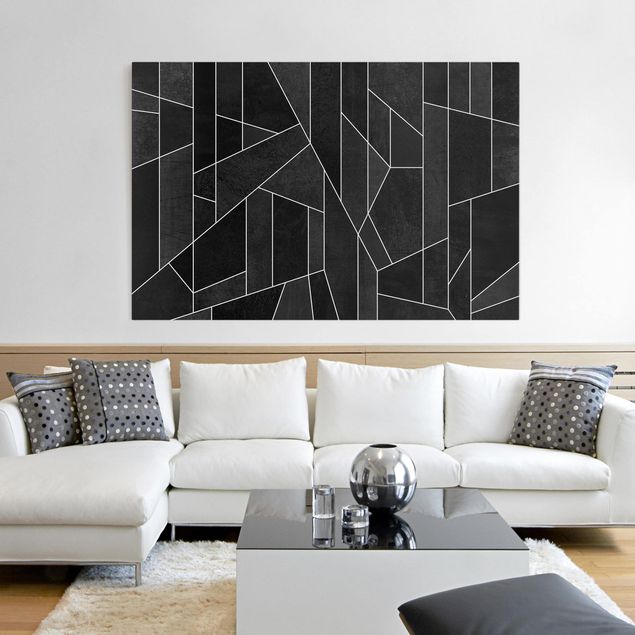 Canvas schilderijen Black And White Geometric Watercolour