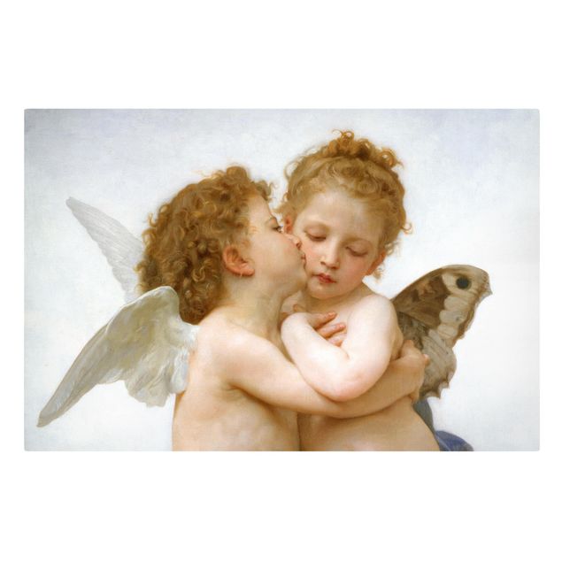 Canvas schilderijen William Adolphe Bouguereau - The First Kiss