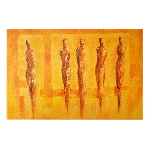 Canvas schilderijen - Goud Petra Schüßler - Five Figures In Yellow