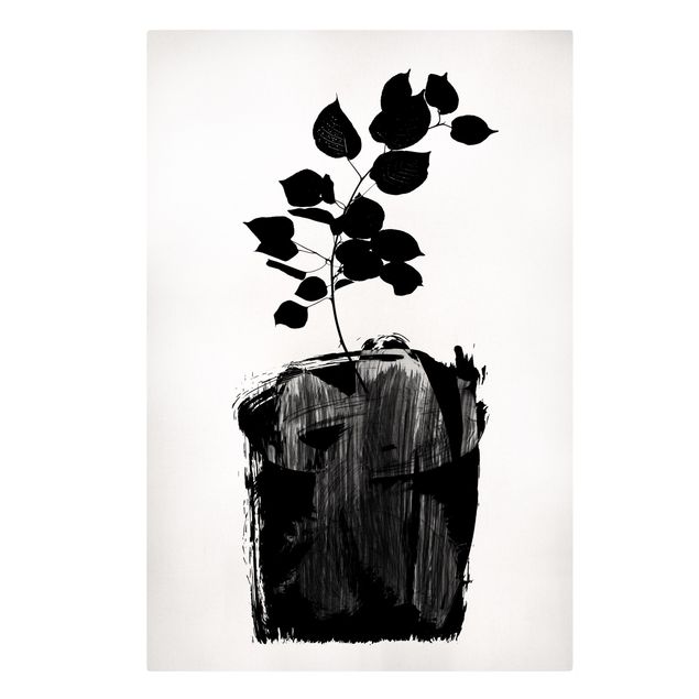 Canvas schilderijen Graphical Plant World - Black Leaves