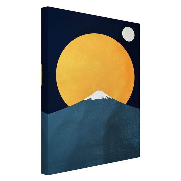 Canvas schilderijen Sun, Moon And Mountain