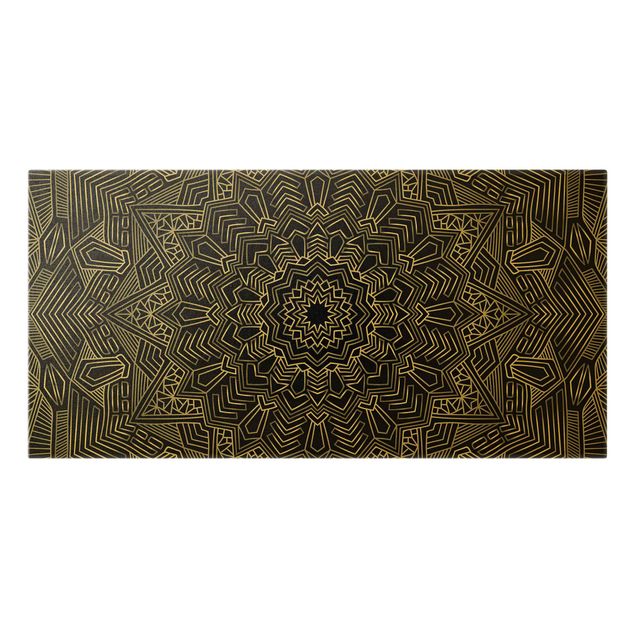 Canvas schilderijen - Goud Mandala Star Pattern Silver Black