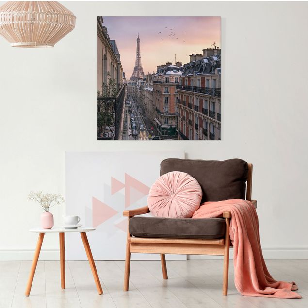 Canvas schilderijen The Eiffel Tower In The Setting Sun