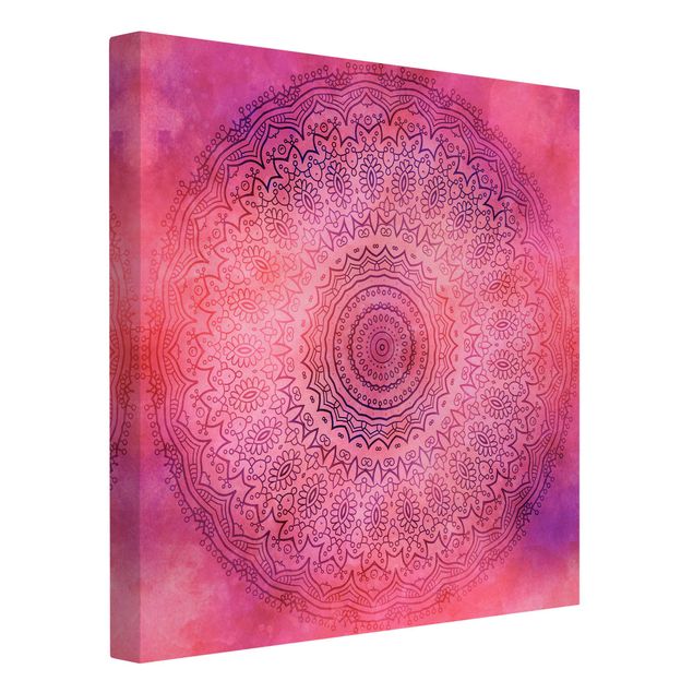 Canvas schilderijen Watercolour Mandala Light Pink Violet