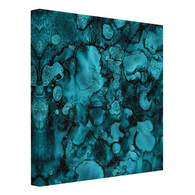 Canvas schilderijen Turquoise Drop With Glitter