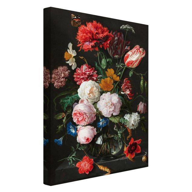 Canvas schilderijen Jan Davidsz De Heem - Still Life With Flowers In A Glass Vase