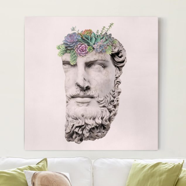 Canvas schilderijen Head With Succulents