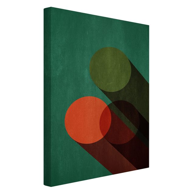 Canvas schilderijen Abstract Shapes - Circles In Green And Red