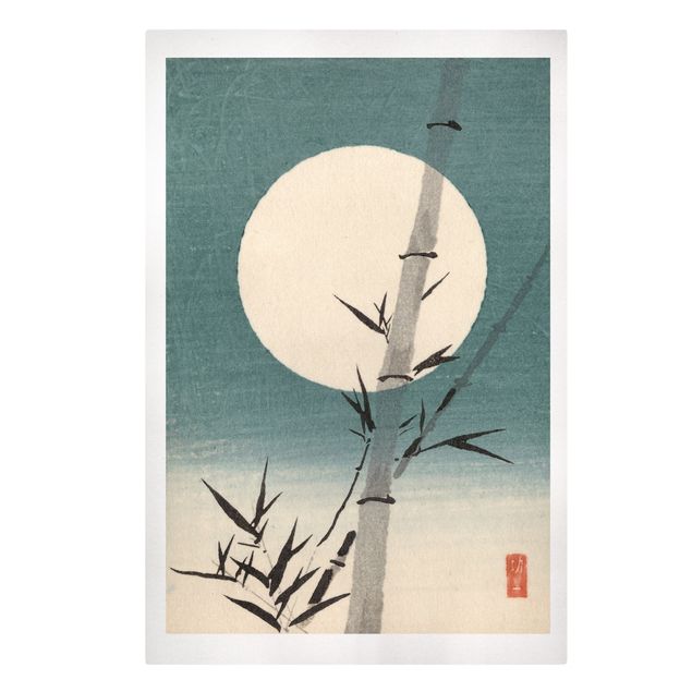 Canvas schilderijen Japanese Drawing Bamboo And Moon