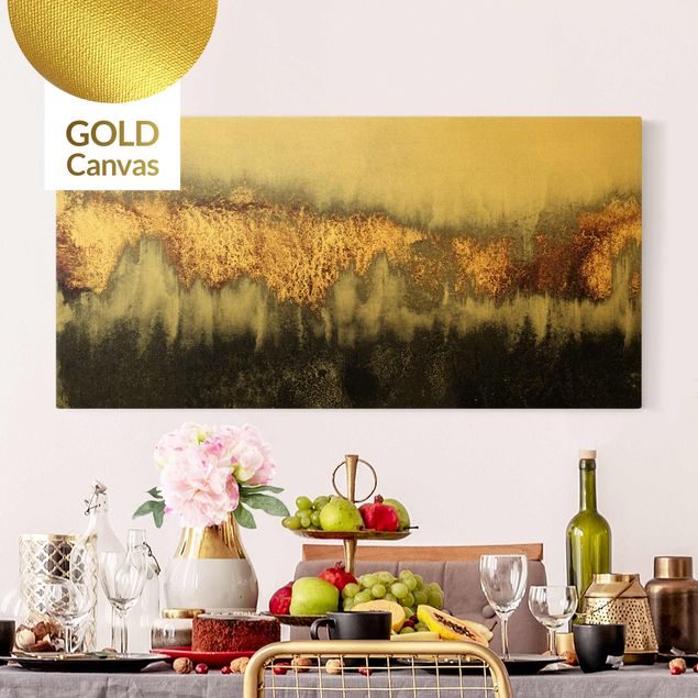 Canvas schilderijen - Goud Gold Traces In Watercolour