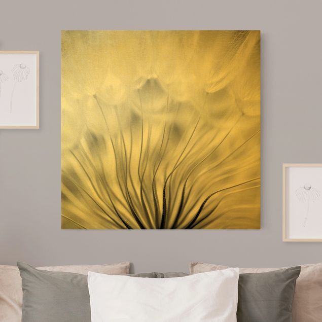 Canvas schilderijen - Goud Beautiful Dandelion Black And White