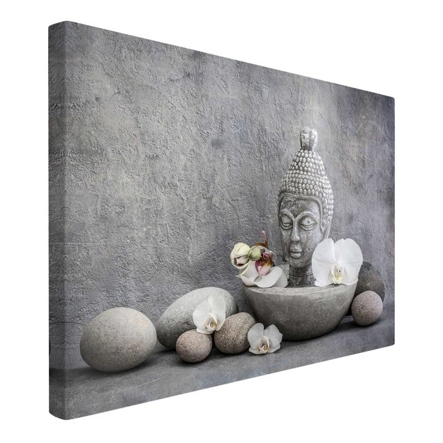 Canvas schilderijen Zen Buddha, Orchid And Stone