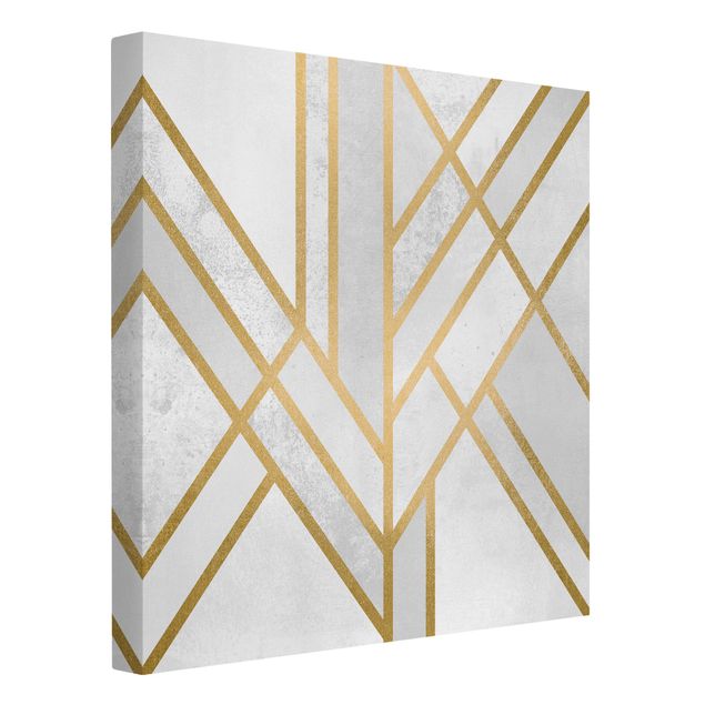 Canvas schilderijen Art Deco Geometry White Gold