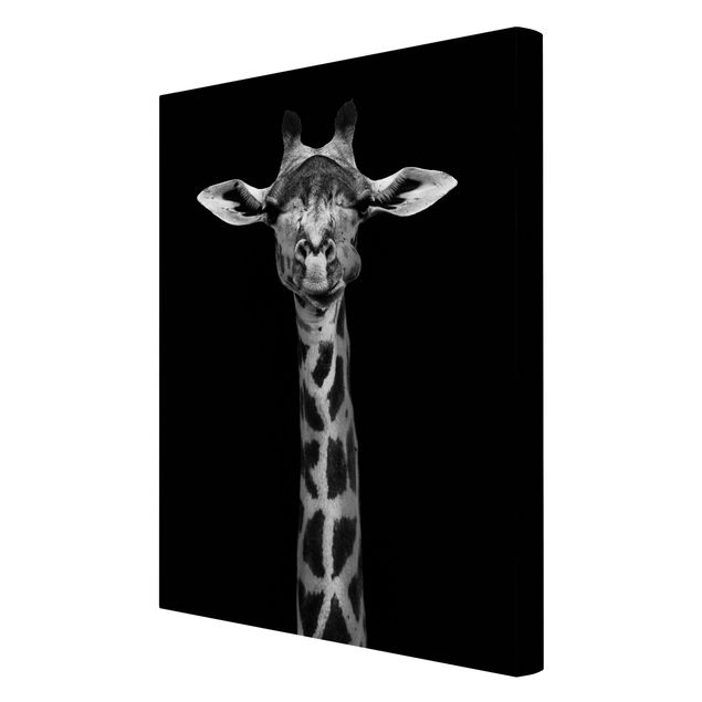 Canvas schilderijen Dark Giraffe Portrait