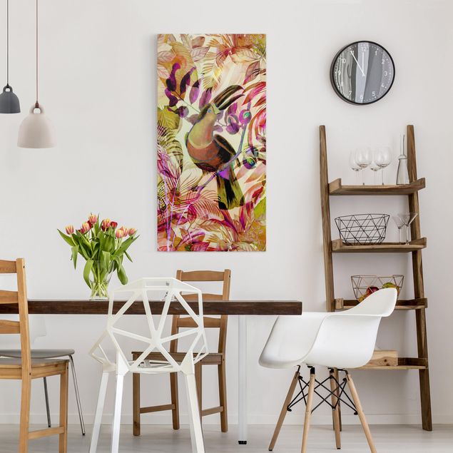 Canvas schilderijen Colourful Collage - Toucan