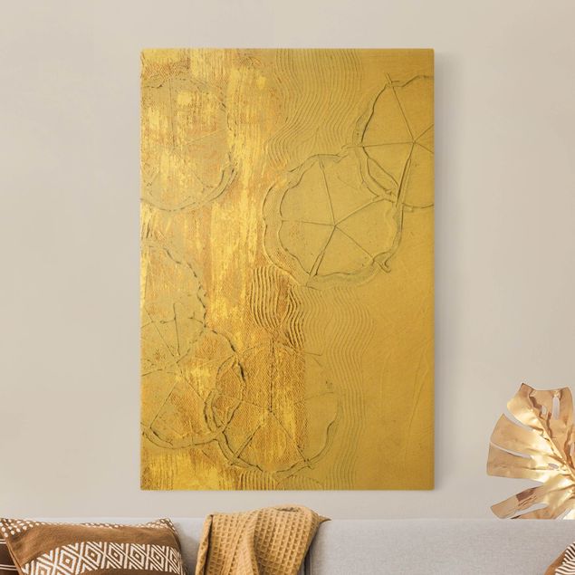 Canvas schilderijen - Goud Cherry Blossom Season Gold I