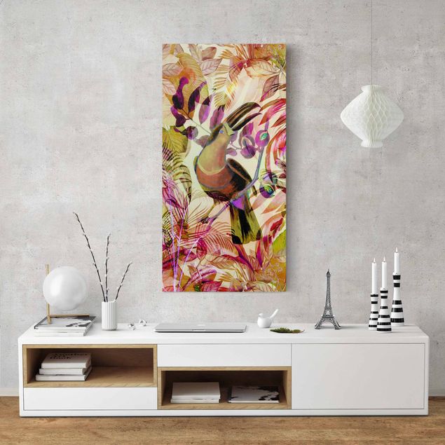 Canvas schilderijen Colourful Collage - Toucan