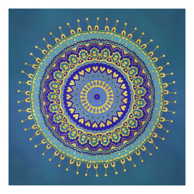 Canvas schilderijen Mandala Blue Gold
