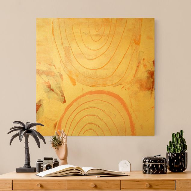 Canvas schilderijen - Goud Bright Colour Arcs In Caramel II