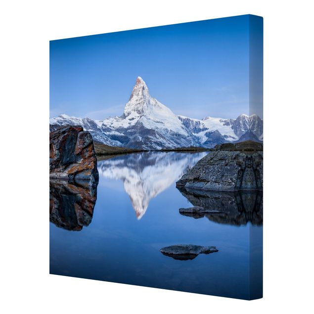 Canvas schilderijen Stellisee Lake In Front Of The Matterhorn